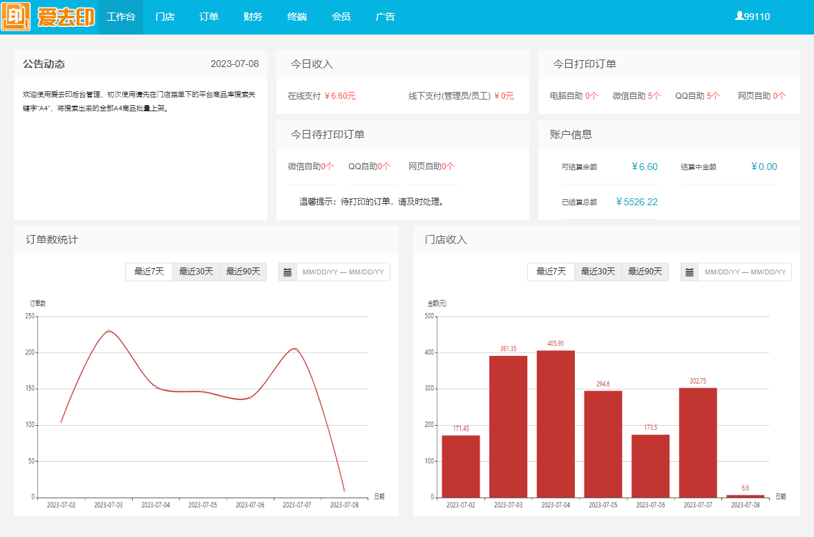 “爱去印”门店打印后台管理系统快速入门